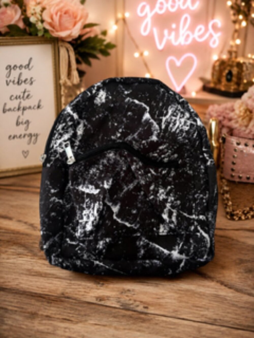 🖤🤍 NEW WITHOUT TAGS Marble Print Mini Backpack Purse 🤍🖤